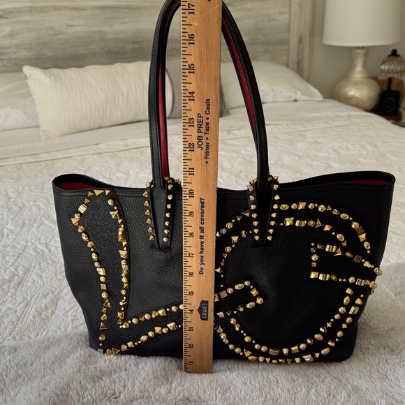 CHRISTIAN LOUBOUTIN Cabata Small Love Calf Paris Tote Bag studded stud sparkly - Picture 14 of 16